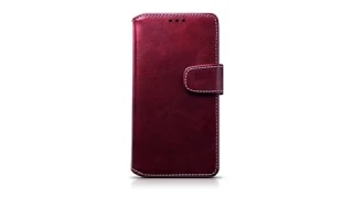 Samsung Galaxy A5 2016 Leather Wallet with Stand - Red with White Stitching