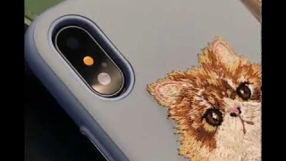 @11off.com ERS Embroidery + Leather Kitty case for iPhone X