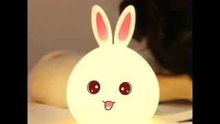 Silicone LED Night Light, Cute Bunny Rabbit Baby Nursery Lamp, Tap Control 7-Color Breathing Light