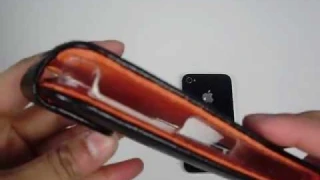 Vertical iPhone 4 Black Magnetic Flip Leather Case Holder