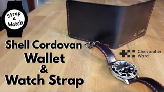 HANDMADE SHELL CORDOVAN Bi-Fold Wallet & Watch Strap on a Christopher Ward Trident Mk3 Dive Watch!