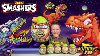 Zuru Smashers Nano Jurassic Light Up Dino T-Rex, Raptor & Giganotosaurus! AdventureFun Toy review!