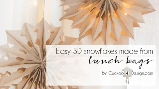 Easy paper bag snowflakes using lunch bags