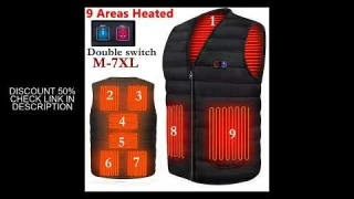 Men Autumn winter Smart heating Cotton Vest 9 area Heated V neck vest Women Outdoor Flexible Thermal