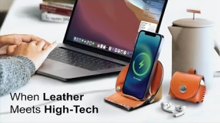 VogDUO - Premium Leather iPhone Stand and AirPods Case