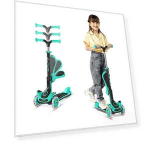 Foldable Seat Kids Scooter with LED Wheel Lights — Push Scooters, Lifemaster