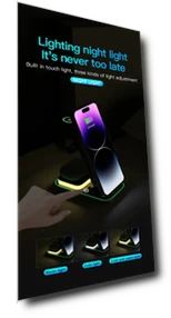 Magnetic 3-in-1 Wireless Charger with Night Light — Chargers