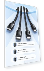 Nylon 4 in 1 Fast Multi Charging Data Cable — Charging Solutions, AWEI