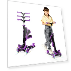 Foldable Seat Kids Scooter with LED Wheel Lights — Push Scooters, Lifemaster