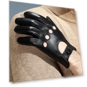 Retro Black Leather Driving Gloves — Gloves, STYLECHASER