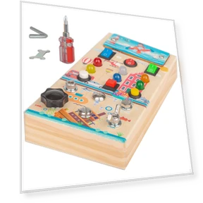 LED Busy Board Wooden Sensory Toy — Infant & Early Childhood Playthings, Sewing