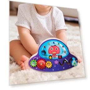 Wooden Busy Board with LED — Infant & Early Childhood Playthings, Handy Hobbies