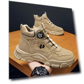 Smart Buckle Anti-Smash Anti-Puncture Steel Toe Work Safety Shoes — Men's, NB Fashion
