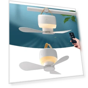 Rechargeable Mini Ceiling Fan with Remote Control — Portable Cooling Solutions