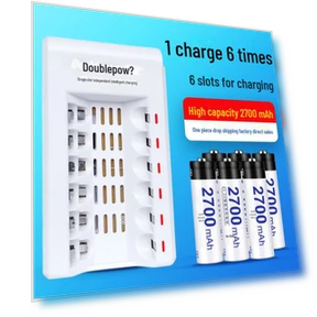 6-Slot Smart Charger with Rechargeable Batteries — Chargers, Doublepow Battery