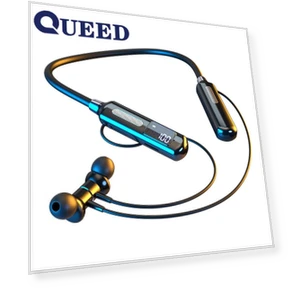 Smart Neckband Headphones with Digital Display — Wearable Accessories, QUEED