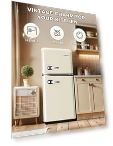 Retro Double Door Refrigerator with Freezer — Mini Fridges, Anypro