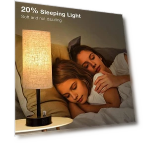 Bedside Table Lamp with USB-A and USB-C Charging Port — Desk & Table Lighting, Household Good