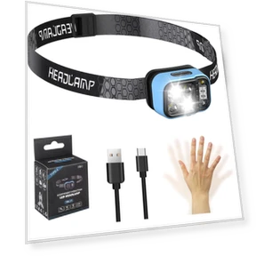 Rechargeable Headlamp with Motion Sensor — Portable Flashlights, Binchi Lighting Appliances