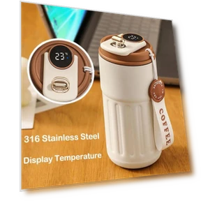 Smart Temperature Display Vacuum Bottle — Beverage Warmers, Happy6
