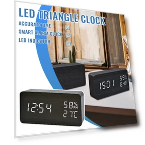 Smart LED Wooden Alarm Clock — Clocks, Factory Discount Outlet