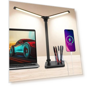 Desk Lamp with Dual Swivel Arms — Study & Desk Lighting, Chic Interiors
