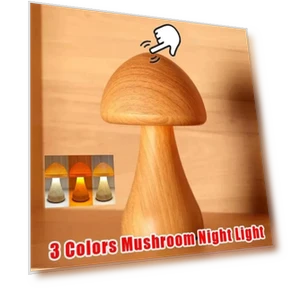 Smart Remote Control Wooden Cute Mushroom Night Light — Night Lights, Elegant Living House