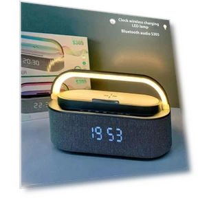 Colorful LED Wireless Charging Bluetooth Audio Smart Desk Clock — Alarm, YGM1931