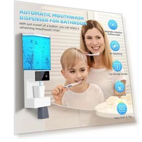 Automatic Mouthwash Dispenser with 2 Magnetic Cups — Oral Rinse, Smartdbird