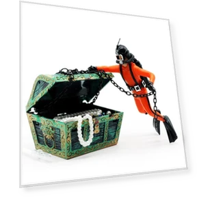 Aquarium with Floating Diver Ornament — Coral Decor, TOMTOP JMS