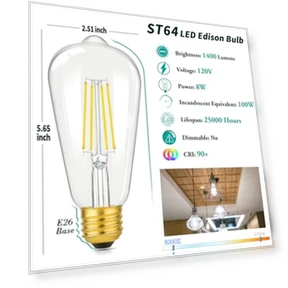 Vintage LED Edison Light Bulbs — Incandescent, Brightever