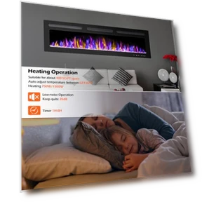 Electric Fireplace Wall Mounted and Recessed with Remote Control — Electric Heating Solutions, BETELNUT