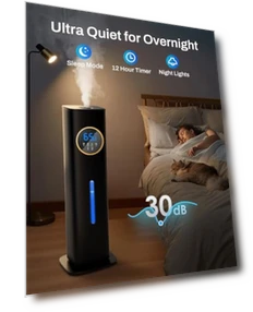 Large Room Humidifier with Night Light and Essential Oil Diffuser — Air Moisturizers, Lacidoll