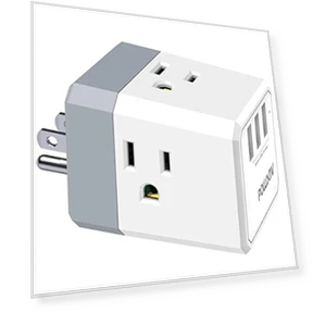 USB Wall Charger and Extender with 3-Way Splitter — Multi-Outlets