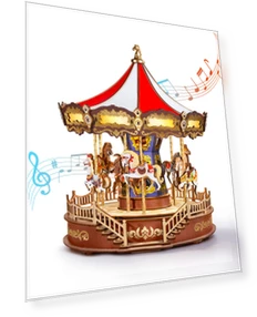 3D Puzzle Wooden LED Music Box — Educational, TAKUMIYA