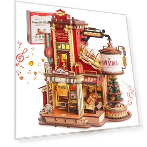 3D Puzzle Wooden Music Box With LED — Wood, Robotime