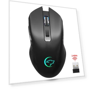 Wireless Mouse 2.4GHz Rechargeable Silent Ergonomic Mouse with Colorful Light Effect — Computer Mice, Chic Interiors