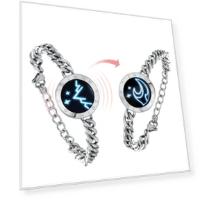 Long Distance Touch Pair Expresses Stainless Steel Smart Vibration Couple Anniversary and Sea Metal Silver Bracelet — Smart Jewelry, SAMURAI STYLE