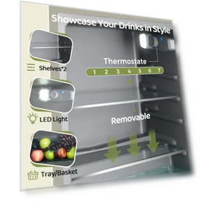 Retro Beverage Refrigerator with Tempered Glass Door — Drink Coolers, Anypro