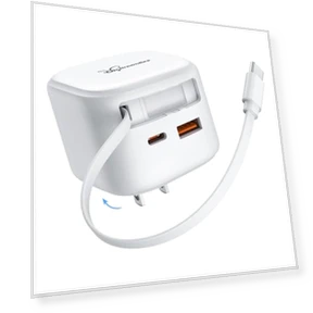 Retractable Wall Charger with Type C Cable — Chargers, Dongguan Hengyunda Technology Co.,LTD