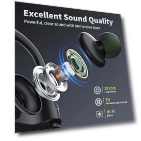 Wireless Earbuds with Earhooks — In-Ear Headphones, JOYWISE