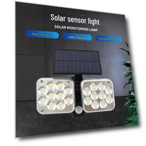 Remote Control LED Solar Floodlight with Motion Sensor — Outdoor Security & Flood Lighting, TrendVibeCN