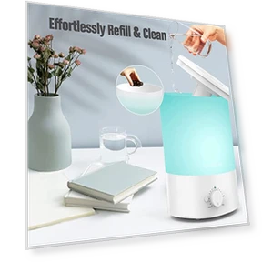 Cool Mist Humidifier with Top Refill and Night Light — Air Moisturizers, MEGAWISE