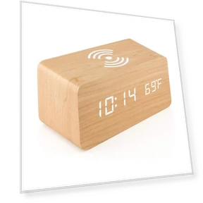 Multifunctional LED Alarm Clock with Wireless Charging Dock and Temperature Display — Alarm, Factory Discount Outlet