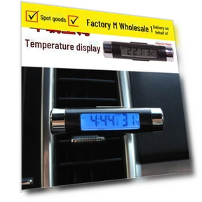 LED Ventilation Vent Car Light with Thermometer and Clock Display — Clock, AI Supermarket