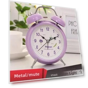 Creative Fashion Bedside Silent Simple Student Cartoon Alarm Clocks Multifunctional Metal Kids Night Lights Alarm Clocks — Alarms & Clocks, Daily necessities-V