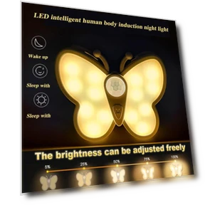 LED Butterfly Night Light with Adjustable Brightness — Night Lights, Blackcurrant