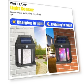 Solar Wall Lamps Motion Sensor Light — Outdoor Security & Flood Lighting, Stone Home