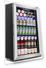 Mini Fridge Glass Door Beverage Cooler — Mini Fridges, Feelfunn
