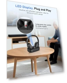 Wireless Headphones for TV Watching — Over-Ear Headphones, LORA